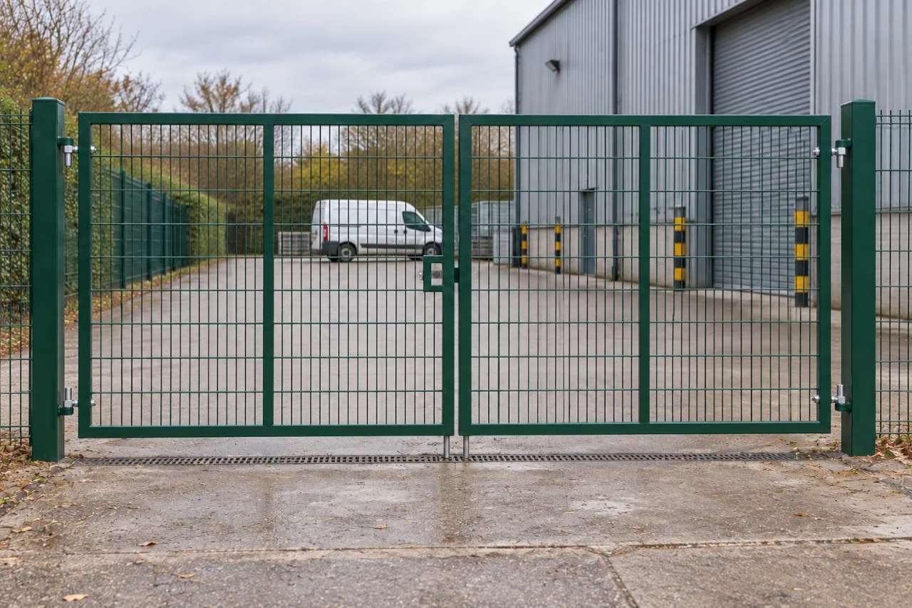 2.0m x 5.0m Steel Mesh Double Gate - Galvanised & PPC Green RAL 6005