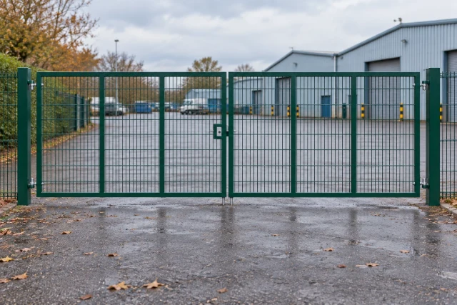 2.0m x 6.0m Steel Mesh Double Gate - Galvanised & PPC Green RAL 6005