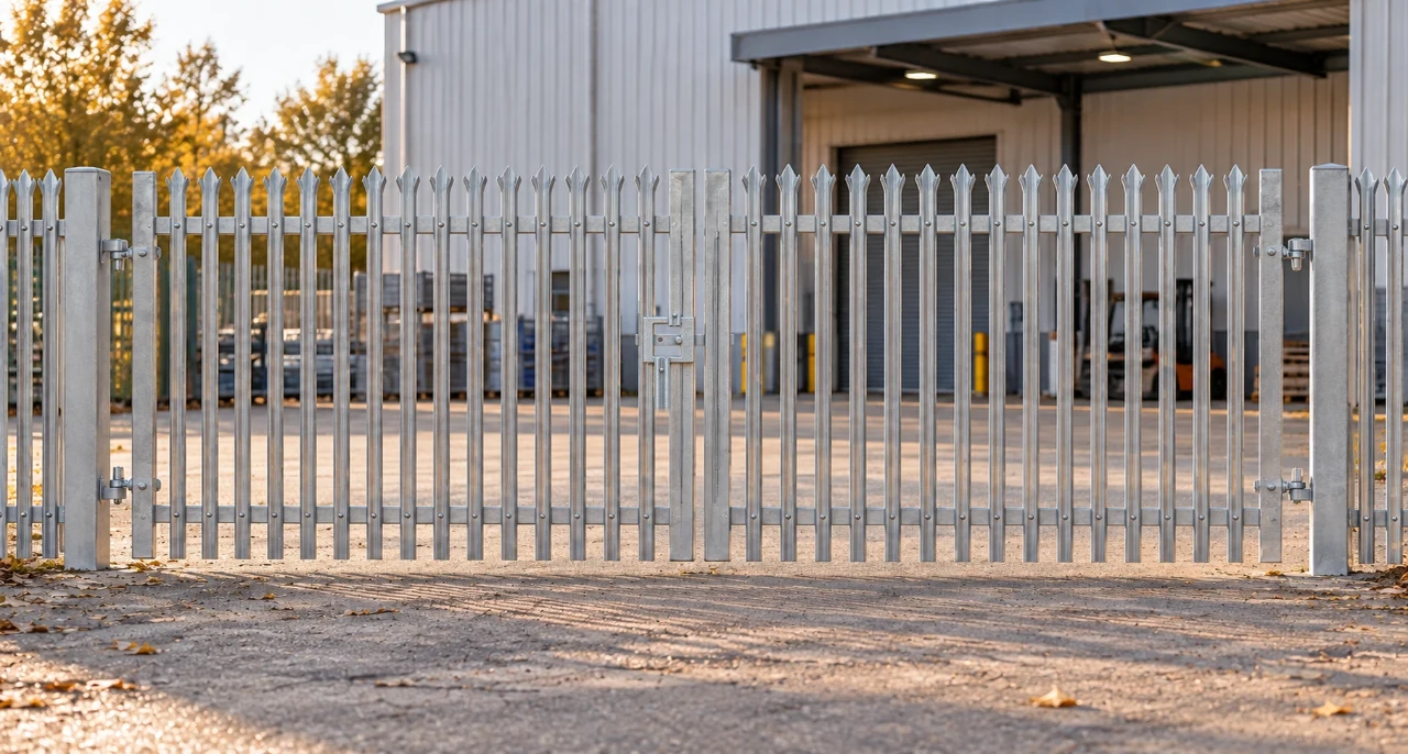 2.0m x 6.0m Steel Palisade Double Gate - Galvanised