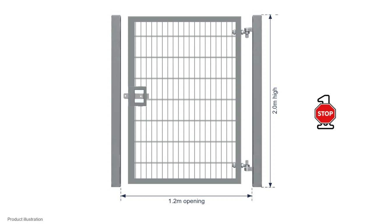 2.0m x 1.2m Steel Mesh Single Gate - Galvanised