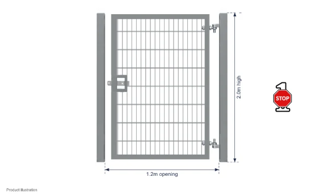 2.0m x 1.2m Steel Mesh Single Gate - Galvanised