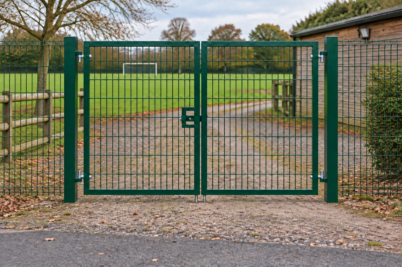 1.8m x 3.0m Steel Mesh Double Gate - Galvanised & PPC Green RAL 6005