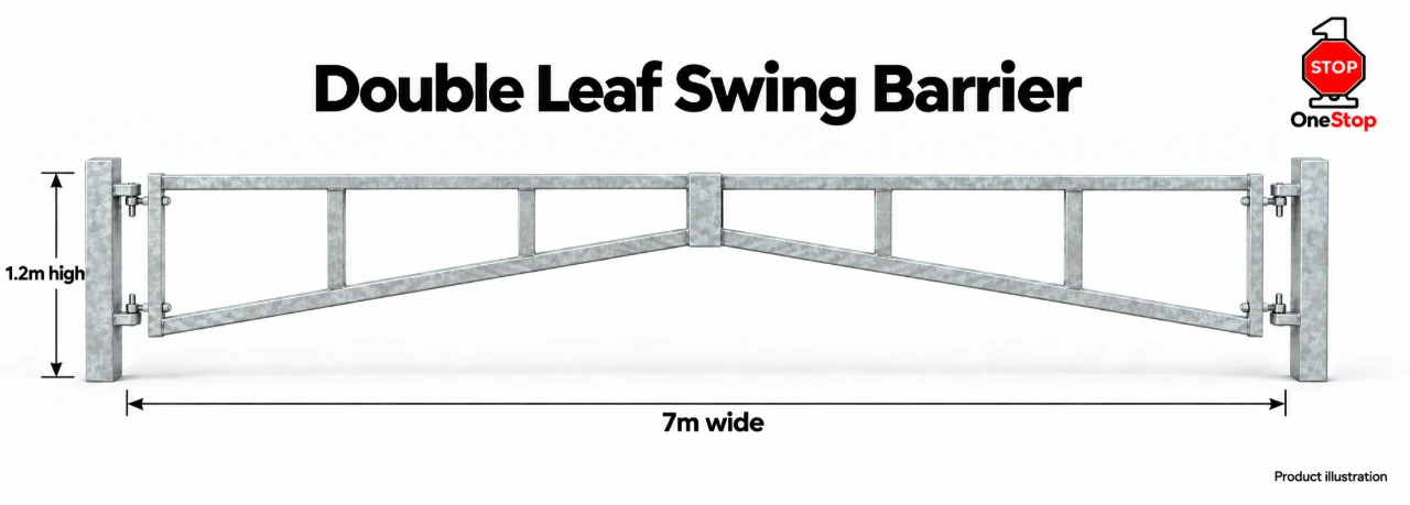 Double Leaf Swing Barrier 7.0m x 1.2m High - Galvanised