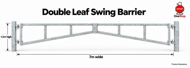 Double Leaf Swing Barrier 7.0m x 1.2m High - Galvanised