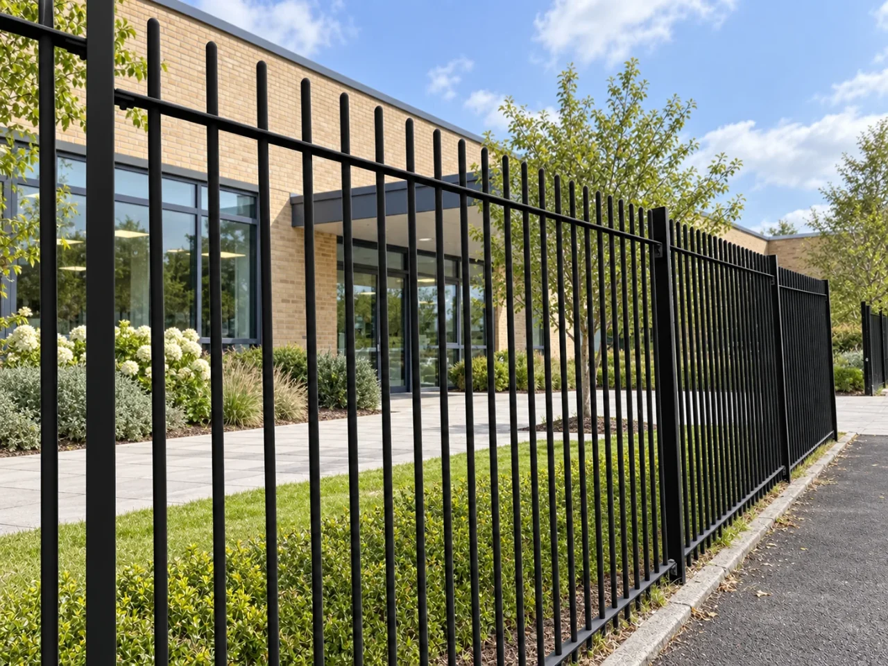 Vertical Bar Railing 2.0m x 2.0m High - Galvanised & Black PPC