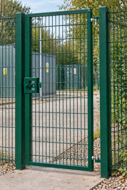 2.4m x 1.2m Steel Mesh Single Gate - Galvanised & PPC Green RAL 6005
