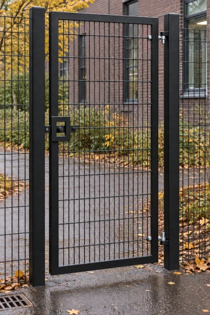 2.4m x 1.2m Steel Mesh Single Gate - Galvanised & PPC Black RAL 9005