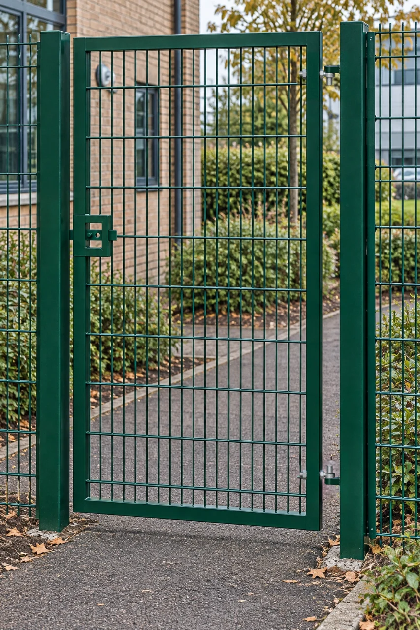2.0m x 1.2m Steel Mesh Single Gate - Galvanised & PPC Green RAL 6005