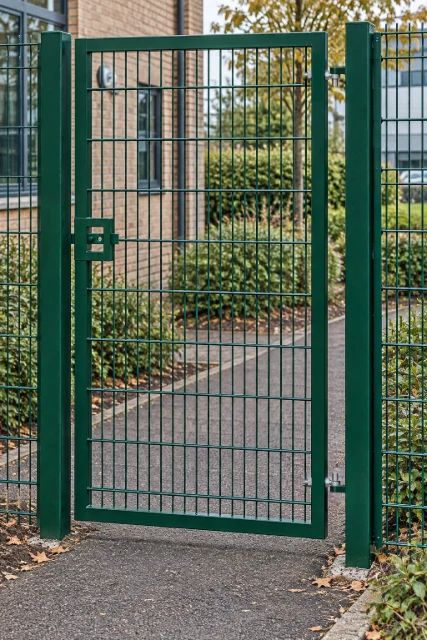 2.0m x 1.2m Steel Mesh Single Gate - Galvanised & PPC Green RAL 6005