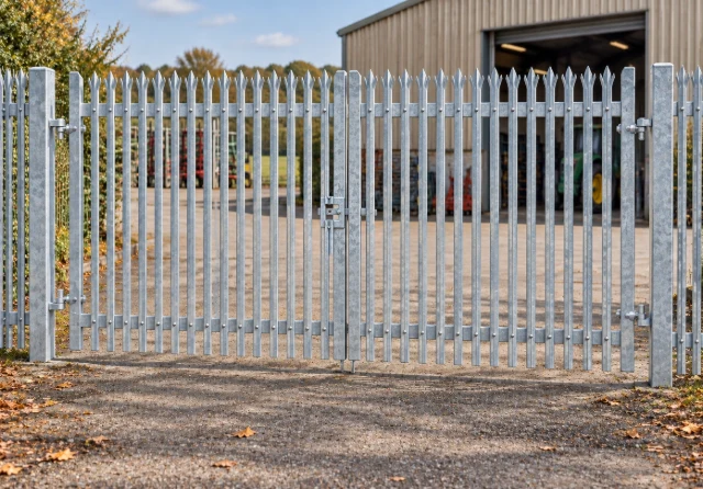 2.4m x 5.0m Steel Palisade Double Gate - Galvanised