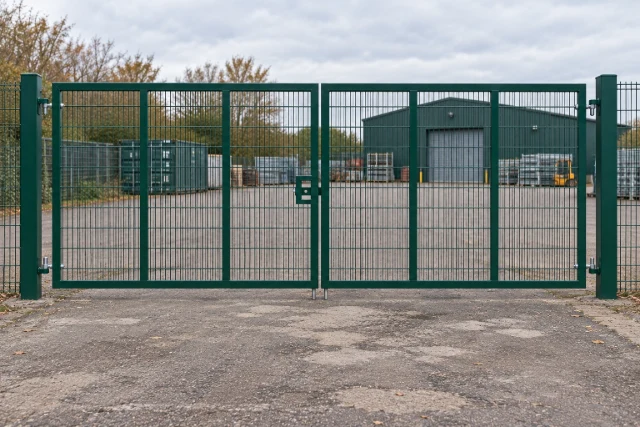 2.4m x 6.0m Steel Mesh Double Gate - Galvanised & PPC Green RAL 6005